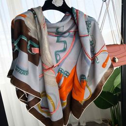 Scarves Winter Print Wool Silk Scarf 140 Designer Hand Rolled Hem Cm Big Foulard Hiver Femme Cachemire225Z