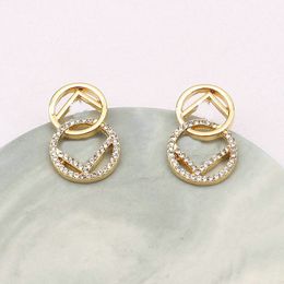 Designer Letter Stud Earing Gold Hoop Earrings Women Jewellery Diamond Earring Gift Accessories