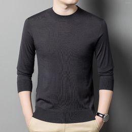 Men's Sweaters Luxury Sweater Fine Wool Autumn Thin Solid Colour Casual Simple Round Neck Pullover Knitting Woollen
