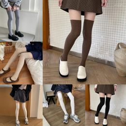 Women Socks Thigh High Warm Over Knee Boot Stockings Solid Colour Highs JK Students Girl