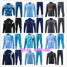 2023 2024 man City football tracksuit City HAALAND half zip Training Suit MEN Kids 23/24 Long sleeve Sportswear Football kids football kits Survatment Foot chandal