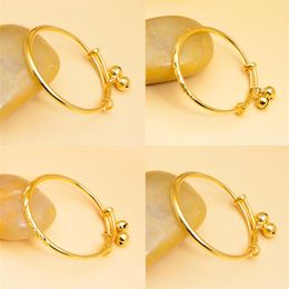 Europe and America New Fashion Design Children Jewellery 24K Yellow Gold Bell Bangles for Babies Kids Children Nice Gift298r