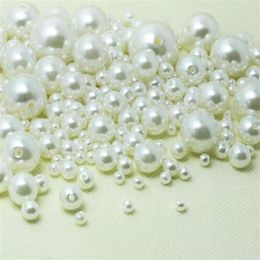 1000pcs lot Ivory ABS Faux Pearl Beads Spacer Loose Beads 4mm 8mm 10mm 12mm Jewerly Accessorie for DIY Making291I
