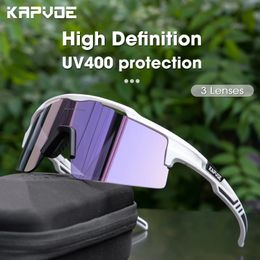 Outdoor Eyewear Kapvoe Cycling Sunglasses UV400 Cycling Glasses Polarized Built-in Myopia Frame Man Bicycle Eyewear Outdoor MTB Bike Goggles 230928