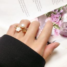 Wedding Rings Sweet Romantic Shell Florets Ring Teen Fashion Dating Natural Pearl Women Jewelry Accessories