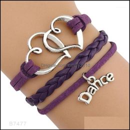 Jewelrydance Dancer Music Note Treble Clef Wave Ballet Heart Infinity Love Charm Bracelets Purple Women Men Jewellery Gift Custom1 D254Q