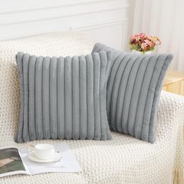 Pillow Cover Faux Covers Fluffy 40x40 Plush Soft 45 Decorative Fur For Luxury Olanly Sofa Striped Home