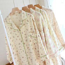 Women's Sleepwear Pure Cotton Lingeries For Women Clothing Female Nightwear Floral Pyjamas Dress Nightgown Long Sleeve Nightdress