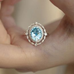Wedding Rings Super Sparkle Aquamarine Split Ring J219 230928