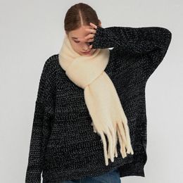 Scarves Wool Scarf Women Winter Pure Color Soft Mohair With Thick Warm Shawl Simple Fashion Commuting Long Muffler 225CM