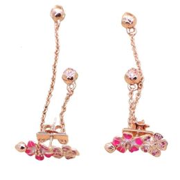 Earrings Panda Designer Luxury Fashion Women Long Peach Blossom Rose Earrings S925 Sterling Silver Peach Blossom Ladies Temperament Tassel Earrings