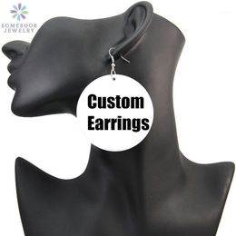 SOMESOOR Personalised Afro Wood Drop Earrings 6cm African Blacks Art Custom Printed Jewellery No MOQ For Black Women Gifts 1Pair1296z