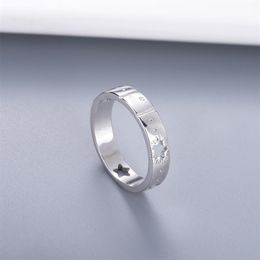 Women Hollow Star Finger Ring with Stamp Gold Silver Letter Ring for Gift Party Fashion Jewelry Accessories Size 678910329n