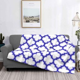 Blankets Blue Moroccan Lattice Al Pattern Seamless Morocco Design Air Conditioning Blanket Fashion Soft Light White