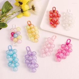 Keychains Colourful Grape Cluster Bead Keychain Keyring For Women Friend Gift Creative Balloon Fruit Bag Headphone Case Car Key Jewellery