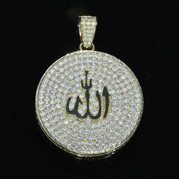 Wholesale Pass Diamond Tester Ice Out VVS Moissanite 925 Silver Hip Hop 1.5Inch Round Allah Pendant Islam Men Necklace