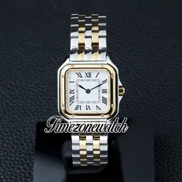 New 27mm Small Panthere de W2PN0007 Swiss Quartz Womens Watch White Dial Two Tone 18k Yellow Gold Steel Bracelet Fashion Ladies Watches Timezonewatch Z01c