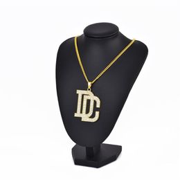 Fashion Crystal DC Necklace Letters Chain Pendants Whole Accessories Female Gifts Hiphop Party Jewellery Pendant Necklaces213L