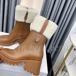 Fashion Women's Thick Heel Rain Boots with/no fur Rainboots EU35-40