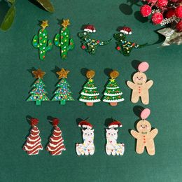 Dangle Earrings Laser Cut Glitter Acrylic Star And Christmas Tree Women Dinosaur Gingerbread Santa Clause Jewellery Gifts