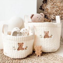 Diaper Bags INS Baby Bags Cute Bear Embroidery Diaper Bag Caddy Nappy Cart Storage Mummy Maternity Bag for born Diapers Toys Organizers 230928