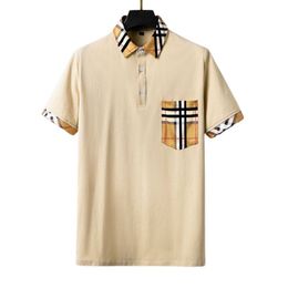 Designer Mens Polo T-shirt Brown Plaid Brand 100% Cotton Printed Fashion Mens T-shirt High Quality Casual T-shirt Short Sleeve Luxury T-shirt 3xl