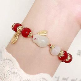 Strand Hetian Jade Charm Bracelet For Women Men Couple Red Marau Hand-woven Black Rope Birthday Friends Gifts