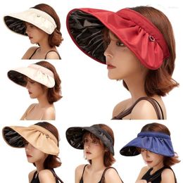 Wide Brim Hats Women Summer Solid Colour Empty Top For Sun Hat UV Protection Large Shell Shaped Foldable Adjustable Outdoor