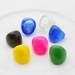 Cluster Rings FishSheep Punk Geometric Big Resin For Women Colorful Large Round Acrylic Glitter Finger Ring Female Fashion Party J3275
