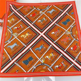 Manual Hand Rolled Twill Silk Scarf Women Belt Plaid Horse Square Scarves Fashion Versatile Echarpes Foulard Femme Wrap Lady Banda294n