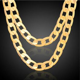 Men Women Hip Hop Punk 7MM 10MM 12MM 18K Real Gold Plated 1 1 Figaro Chain Necklaces Fashion Costume 24inch Long Necklaces Jewelry240i