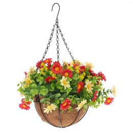 Decorative Flowers Artificial Plants Outdoor Hanging Potted Balcony Planter Holder Gardening Flower Basket Ornament Iron