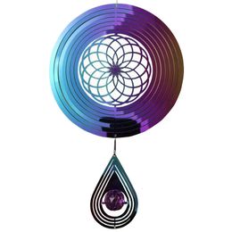 Wall Stickers Aesthetic Mandala Garden Wind Chimes Hanging Decorations Outdoor Decor Home Balcony Stained Glass Vintage Spinner Pendant 230928