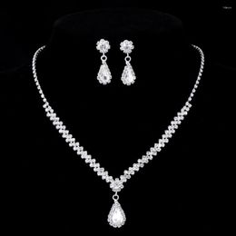 Necklace Earrings Set Luxury Wedding Crystal Bridal For Women Festival Gift Rhinestone Sets Party Accessories