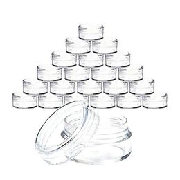 40#100 Pcs 3 Gramme Clear Plastic Jewellery Bead Makeup Glitter Storage Box Small Round Container Jars Make Up Organiser Boxes & Bins2183