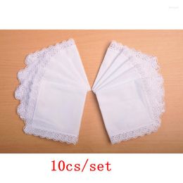 Bow Ties X4FF 10pcs/set Women And Men Solid White Hankies Absorbent Cotton Handkerchief For Embroidery