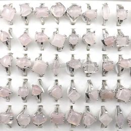 Fashion Pink Crystal Rings Women's Jewellery Rose Quartz Rings 50pcs Whole229z