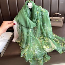 Scarves Silk Shawl Style Fashion Long Scarf For Women Spring Solid Color Wraps America Woman HeadScarf Simple Wind Beach