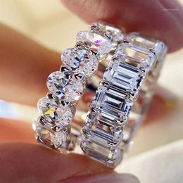 Wedding Rings Handmade Eternity Promise Ring CZ Engagement Band For Women Men Finger Party Jewelry192N