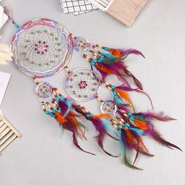 Wall Stickers Indian Natural Feather Dream Catchers Hanging Art Room Home Decoration Pure Hand Made Dreamcatcher Ornament Gift To Friends 230928