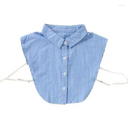 Bow Ties Chequered Mock Children Winter Korean Version Striped Pointed Shirt Fake Collar Pure Cotton