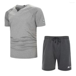 Men's Tracksuits 2024 Summer Men Short Sleeve Clothing Sets V-neck T-shirt Bottoms Sports Suits EU Size S-2XL
