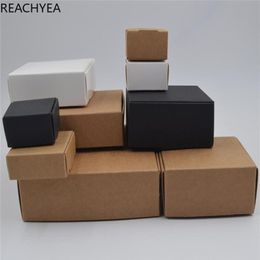 DIY Kraft Gift Box White Brown Black Paper Small Soap Box Kraft Cardboard Mini Jewelry Packing Carton 12Sizes185j