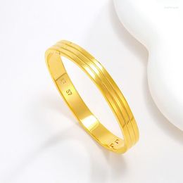 Bangle 2023 Classical Golden Bracelets Width 8mm Charm Stripe Bangle&Bracelet For Women Lady Girl Exquisite Jewelry Gift