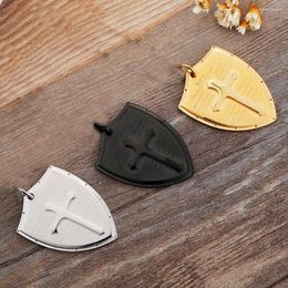 Pendant Necklaces 3 Colours Stainless Steel Cross Shield Fashion Charms KL010 JP