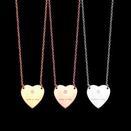 Never Fading Stainless Steel Simple heart Pendant Necklaces 3 Colors Gold Plated Classic Style Logo Printed Women Designer Jewelry2034