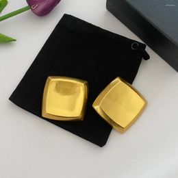 Backs Earrings Brass Curved Square Exaggerated Ear Clip Female Without Piercing Light Luxury High Sense Niche Design Accessor