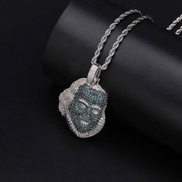 Iced Out Franklin Avatar Pendant Necklace with 60cm Rope Chain Micro Pave Cubic Zirconia Simulated Diamonds Pendant246J