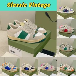 High-Quality small dirty shoes Designer Casual shoe Screener Sneakers board Men Women Sneaker Classic Blue Pink Crystal Stripe Low Top Real Leather Shoes AAAAA