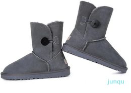 Classic Design Buttons 158030 short Girl Women snow boot Brand Women popular Genuine Leather Snow Keep warm Boots